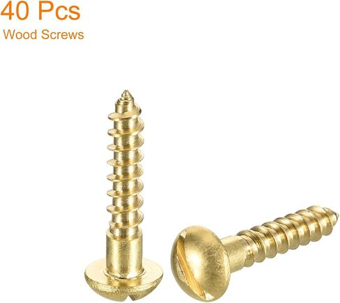 uxcell Wood Screws M3 x 12mm Slotted Round Head Brass Self-Tapping Screw Woodworking Screw 40 Pcs in Saudi Arabia