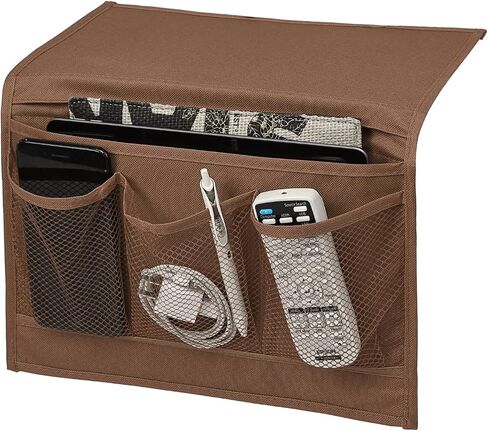 Surblue Bedside Caddy 4 جيوب منظم تخزين بجانب السرير للتلفزيون وجهاز التحكم عن بعد ونظارات الهاتف ومجلة (قهوة) in Saudi Arabia