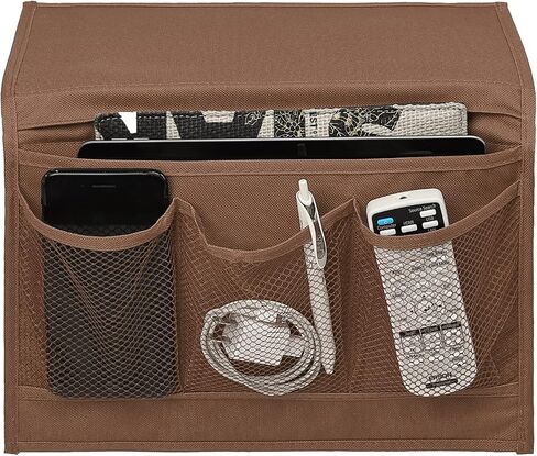 Surblue Bedside Caddy 4 جيوب منظم تخزين بجانب السرير للتلفزيون وجهاز التحكم عن بعد ونظارات الهاتف ومجلة (قهوة) in Saudi Arabia