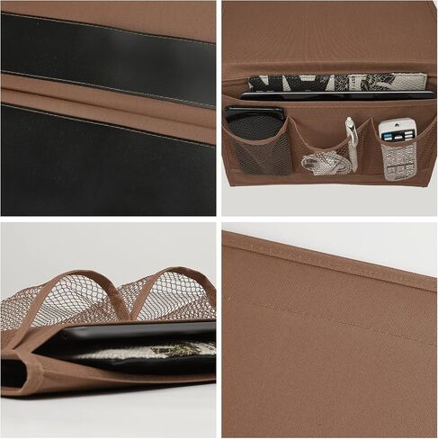 Surblue Bedside Caddy 4 جيوب منظم تخزين بجانب السرير للتلفزيون وجهاز التحكم عن بعد ونظارات الهاتف ومجلة (قهوة) in Saudi Arabia