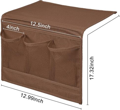 Surblue Bedside Caddy 4 جيوب منظم تخزين بجانب السرير للتلفزيون وجهاز التحكم عن بعد ونظارات الهاتف ومجلة (قهوة) in Saudi Arabia