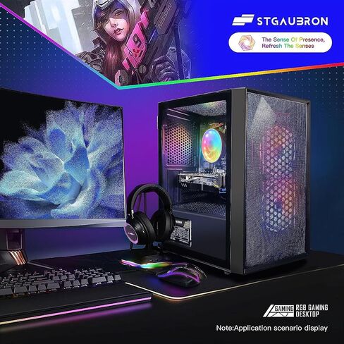 STGAubron Gaming Diamond Desktop, Intel Core I7 3.4 GHz up to 3.9 GHz, GTX 1660 Ti 6G GDDR6, 16G RAM, 512G SSD, WIFI, BT 5.0, RGB Fan x 6, RGB Keyboard & Mouse, RGB Mouse Pad, RGB BT Sound Bar, W10H64 in Saudi Arabia