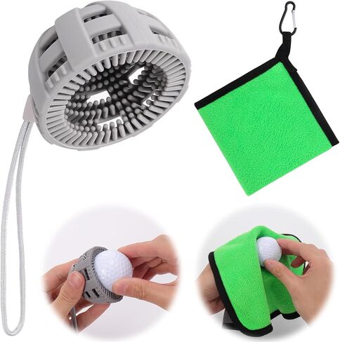 فرشاة تنظيف كرة الجولف المحمولة من XANGNIER مع منشفة جولف، فرشاة غسيل كرة الجولف لحقيبة الجولف، مجموعة إكسسوارات أدوات تنظيف كرة الجولف، أفضل هدايا الجولف للرجال والنساء، ولاعبي الجولف، والآباء in Kuwait