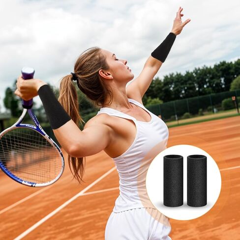 2 PCS Wrist Sweatbands 5.9 Inch Elastic Football Sweatbands for Women Sports Thick Wrist Sweatbands for Men Wrist Sweat Bands for Women, Workout Wrist Band for Football Running Black in Saudi Arabia