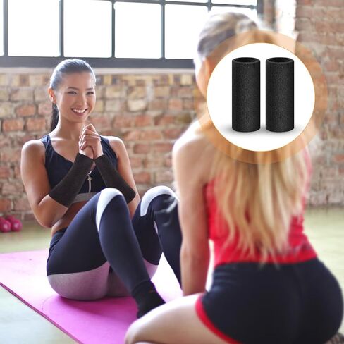 2 PCS Wrist Sweatbands 5.9 Inch Elastic Football Sweatbands for Women Sports Thick Wrist Sweatbands for Men Wrist Sweat Bands for Women, Workout Wrist Band for Football Running Black in Saudi Arabia