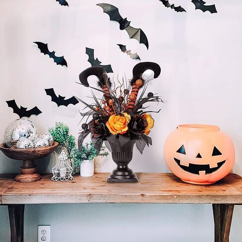 S-DEAL Halloween Decorations Table Artificial Flowers, Halloween Witch Boot and Fake Rose Tabletop Centerpieces Halloween House Haunted Decor 13x17 Inches in Saudi Arabia