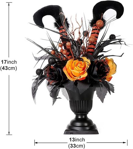 S-DEAL Halloween Decorations Table Artificial Flowers, Halloween Witch Boot and Fake Rose Tabletop Centerpieces Halloween House Haunted Decor 13x17 Inches in Saudi Arabia