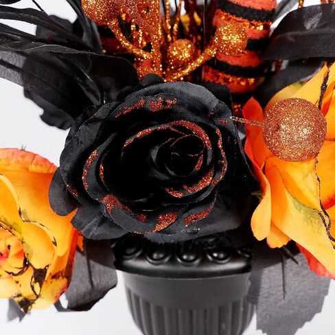 S-DEAL Halloween Decorations Table Artificial Flowers, Halloween Witch Boot and Fake Rose Tabletop Centerpieces Halloween House Haunted Decor 13x17 Inches in Saudi Arabia