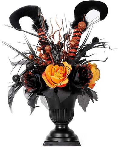 S-DEAL Halloween Decorations Table Artificial Flowers, Halloween Witch Boot and Fake Rose Tabletop Centerpieces Halloween House Haunted Decor 13x17 Inches in Saudi Arabia