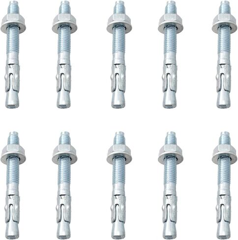 مرساة إسفين DZS ELEC 10 قطع M8x70 قفل شديد التحمل مطلي بالزنك مع صامولة سداسية وغسالة مسطحة للخرسانة in Kuwait