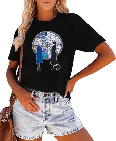Wednesday Addams Shirt Halloween Shirts for Women Funny Wednesday Party Outfit Casual Graphic Tee Tops in Saudi Arabia