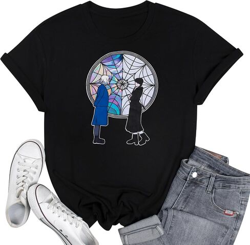 Wednesday Addams Shirt Halloween Shirts for Women Funny Wednesday Party Outfit Casual Graphic Tee Tops in Saudi Arabia