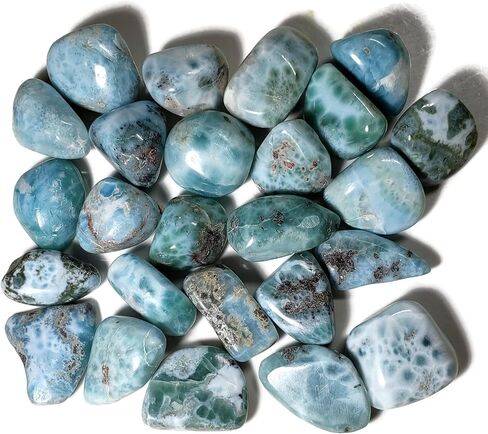 قطعة واحدة من حجر اللاريمار الصغير من الدرجة A، حجر كريم كريستالي طبيعي مصقول يدويًا من جمهورية الدومينيكان - أزرق، أبيض، فيروزي، أزرق مخضر، أسود، خوخ in Kuwait