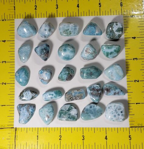 قطعة واحدة من حجر اللاريمار الصغير من الدرجة A، حجر كريم كريستالي طبيعي مصقول يدويًا من جمهورية الدومينيكان - أزرق، أبيض، فيروزي، أزرق مخضر، أسود، خوخ in Kuwait