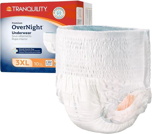Tranquility Premium Overnight Disposable Absorbent Underwear - Maximum Absorbency, All-Night Sleep, Breathable Comfort - 34 oz Capacity, 3XL, 10 Count in Saudi Arabia