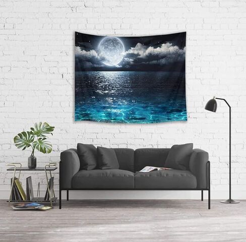 LB Wildflower Moon Tapestry, Window Forest Plant Green Leaf and Garden Colorful Floral Wall Tapestry for Bedroom, Night Sky Wall Art for Living Room Dorm Home Decor Ready to Hanging, 60 x 40 Inches in Kuwait