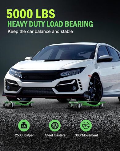 مجموعة DEXSO Wheel Dolly مكونة من 4 بكرات إطارات سيارة بسعة 10.000 رطل لتحريك السيارة، ودمى مركبات مضادة للانزلاق مع عجلات فولاذية دوارة مقاس 3.5 بوصة، 23.8 بوصة × 14.4 بوصة in Kuwait