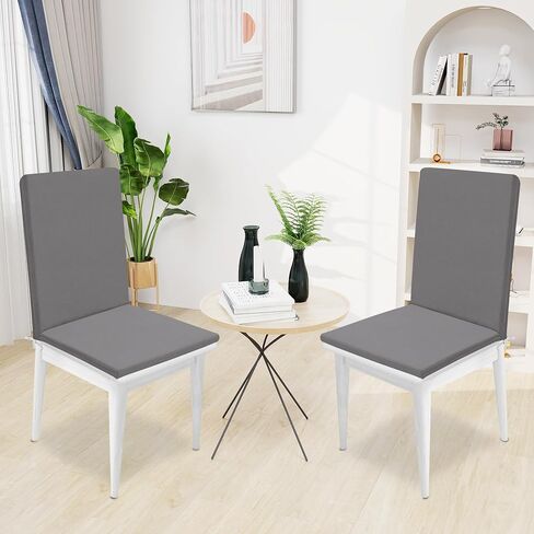 Easy-Going Stretch Dining Chair Cover with Removable Soft Foam Seat Cushion, Non-Slip Dining Room Chair Cover, Machine Washable (2 Pack, Light Gray) in Saudi Arabia