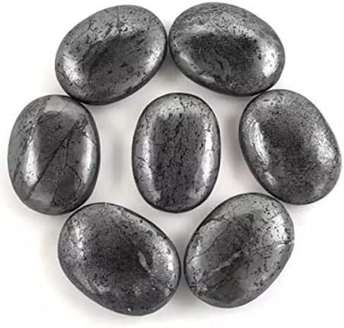 Hematite Oval Worry Stones, Palm Healing Crystal, Woory Thumb Stone, Hand Carved Natural Gem Pocket Palm Healing Crystals Chakra Reiki Healing Balancing in Saudi Arabia