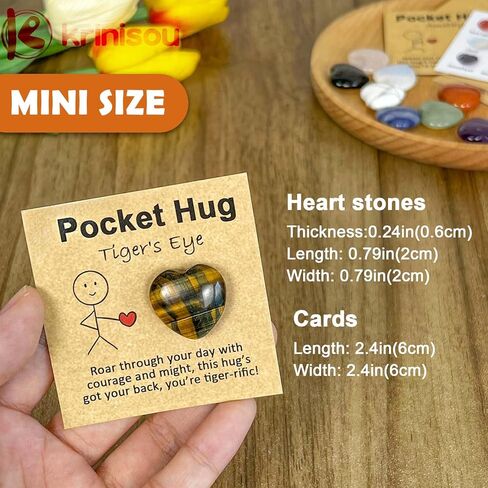 رمز قلب عناق الجيب، 9 قطع من البلورات وأحجار الشفاء مع البطاقات، هدايا ملهمة صغيرة الحجم، هدايا عيد الميلاد وعيد الحب لزملاء العمل والموظفين in Kuwait