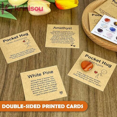 رمز قلب عناق الجيب، 9 قطع من البلورات وأحجار الشفاء مع البطاقات، هدايا ملهمة صغيرة الحجم، هدايا عيد الميلاد وعيد الحب لزملاء العمل والموظفين in Kuwait