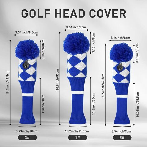 Golf Head Covers Knitted Woods Driver Fairway Hybrid Pom Pom Cover Washable Soft Kint Headcover 1 3 5 for Men Women Kids Sold in Separate in Kuwait