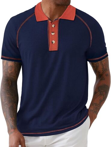 UOUA Men's Polo Shirts Short Sleeve Golf T Shirt Cotton Raglan Sleeve Tee Summer Casual Collared Tops in Saudi Arabia