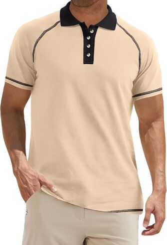 UOUA Men's Polo Shirts Short Sleeve Golf T Shirt Cotton Raglan Sleeve Tee Summer Casual Collared Tops in Saudi Arabia
