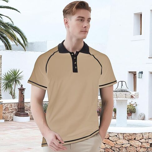 UOUA Men's Polo Shirts Short Sleeve Golf T Shirt Cotton Raglan Sleeve Tee Summer Casual Collared Tops in Saudi Arabia