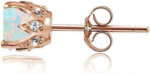 Yellow Gold Flashed Sterling Silver Genuine, Created and Simulated Gemstone and Cubic Zirconia Accents Crown Stud Earrings in Kuwait