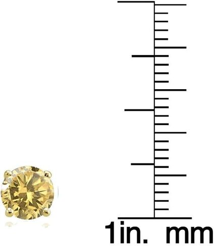 Yellow Gold Flashed Sterling Silver Genuine, Created and Simulated Gemstone and Cubic Zirconia Accents Crown Stud Earrings in Kuwait