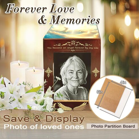 Wooden Picture Frame Urns for Ashes Adult Male Female Medium Cremation Urn Funeral Memorial Decorative Burial Urn Box and Casket for Ashes Men Women Pet Cat Dog in Saudi Arabia