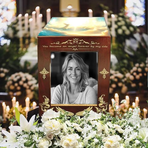 Wooden Picture Frame Urns for Ashes Adult Male Female Medium Cremation Urn Funeral Memorial Decorative Burial Urn Box and Casket for Ashes Men Women Pet Cat Dog in Saudi Arabia