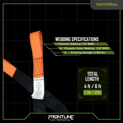 Frontline COSL06L Concrete Embed Anchor Strap with Looped Ends 6' | ANSI & OSHA Compliant | Pour-in Disposable Anchor | 310 lbs. Capacity | Color Orange/Black in Saudi Arabia