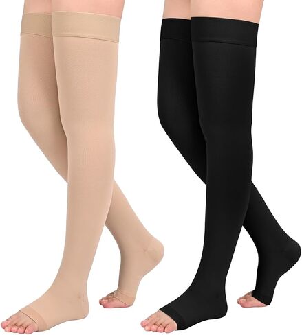 2Pairs Ktinnead 20-30mmHg Thigh High Compression Stockings for Women, Thigh High Compression Socks, Medical Compression Stockings for Pregnant, Teacher, Doctor, Varicose Veins, Swelling, lymphedema in Saudi Arabia