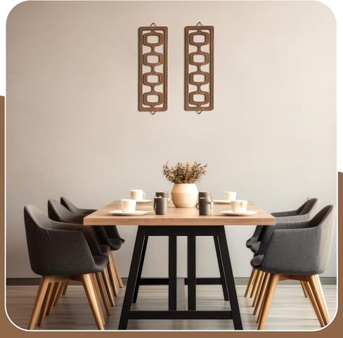 CroBlissful 2 Pcs Mid Century Wall Decor Wood Mid Century Modern Elegance Wall Accents Abstract Wall Decor Geometric Panels for Interior Wall Decor Panel Wall Art for Home Living Room (Brown) in Saudi Arabia