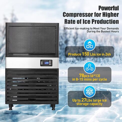 Gravee Commercial Ice Maker Machine, 120lbs/24H Under Counter Ice Maker Machine Stainless Steel with 26lbs Ice Storage Bin, Freestanding Ice Maker for Restaurant, Bar, Home, Office, Cafe in Saudi Arabia