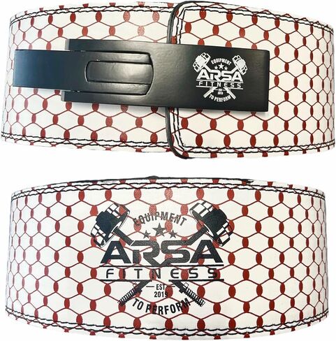 Weightlifting Adjustable Buckle Belt for Men & Women Real Cow Hide Leather for Powerlifting Back Support Workout Deadlifts Squats 10MM Thickness 4" Width - Kufiya Print in Saudi Arabia