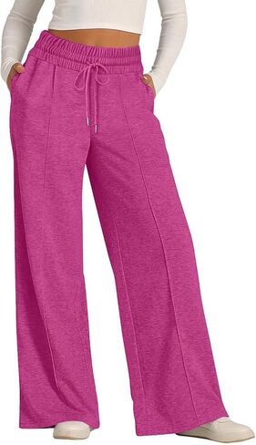 Wide Leg Sweatpants for Womens Drawstring Elastic Waist Lounge Joggers Casual Pants with Pockets in Saudi Arabia