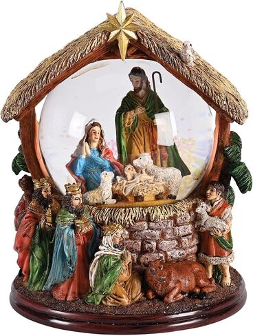 ميلاد ديكسون - ملوك حيوانات الراعي الصبي - العائلة المقدسة - كرة ثلجية لامعة من الراتنج متعدد الألوان مقاس 8.5 × 6.5 بوصة in Saudi Arabia