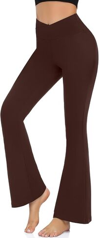 Hi Clasmix Flare Leggings for Women - High Waist Crossover Yoga Pants Tummy Control Bootcut Bell Bottom Jazz Lounge Leggings in Saudi Arabia