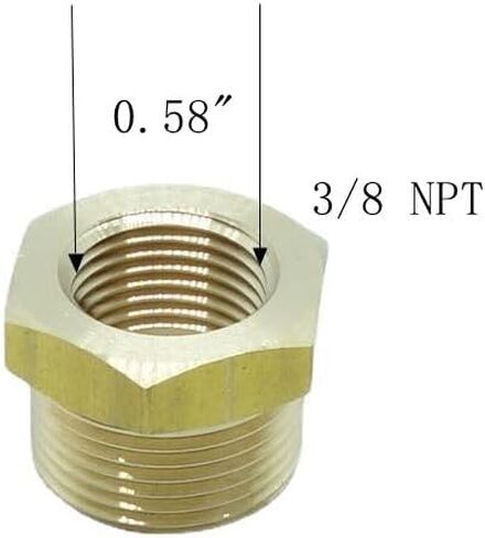1 Piece 3/8" NPT Pipe Female x M22 x1.5 Male Metric Bushing Reducer Adapter Brass in Kuwait