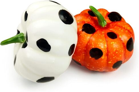 6 قطع من القرع الاصطناعي للحصاد الريفي في الخريف والخريف وعيد الشكر وعيد الهالوين وديكور القرع الزائف في المنتصف وخطوط القرع والبقع، قرع أبيض للديكور in Kuwait