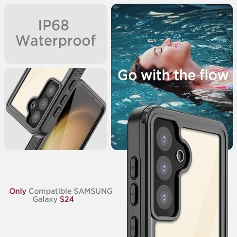 Miimall for Samsung Galaxy S24 Ultra Case Waterproof, [IP68 Underwater][14FT Military Dropproof] [Built-in Camera Lens & Screen Protector] [Dustproof] Full Body Shockproof Phone Case for S24 Ultra in Saudi Arabia