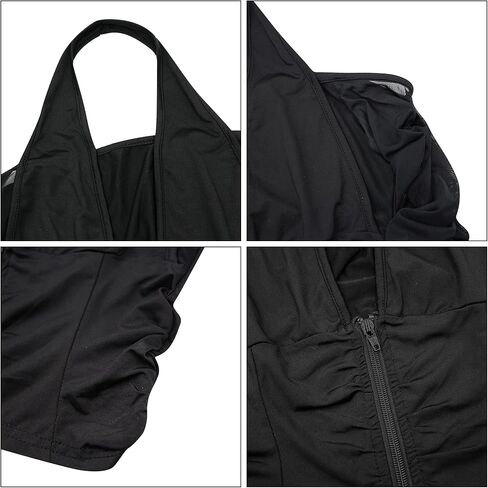 JUMISEE Women Sexy V Neck Off Shoulder Crop Top Halter Mesh Long Sleeve T Shirt Blouse Zipper Front Tee Top in Kuwait