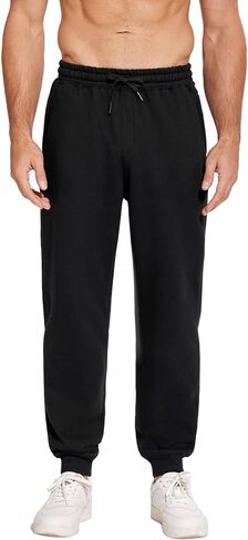 PINSPARK Men's Sweatpants Joggers with Zipper Pockets Fleece Lined Jogger Pants Mens Sweat Pants Gym Workout Jogging Sweats in Saudi Arabia