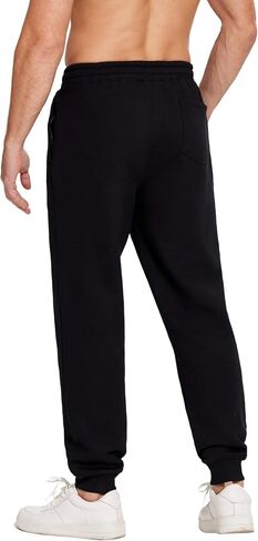 PINSPARK Men's Sweatpants Joggers with Zipper Pockets Fleece Lined Jogger Pants Mens Sweat Pants Gym Workout Jogging Sweats in Saudi Arabia