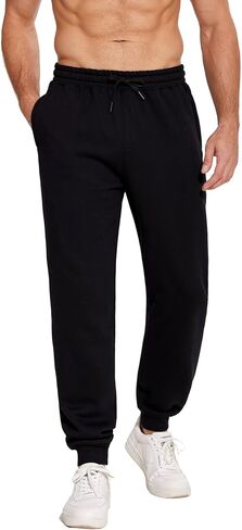 PINSPARK Men's Sweatpants Joggers with Zipper Pockets Fleece Lined Jogger Pants Mens Sweat Pants Gym Workout Jogging Sweats in Saudi Arabia