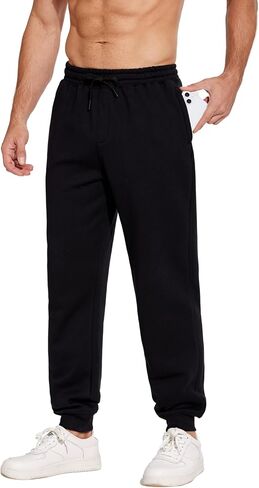 PINSPARK Men's Sweatpants Joggers with Zipper Pockets Fleece Lined Jogger Pants Mens Sweat Pants Gym Workout Jogging Sweats in Saudi Arabia