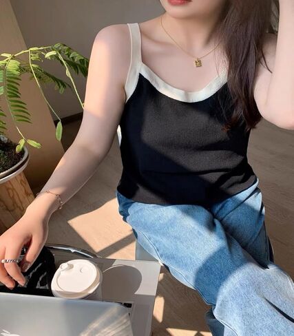 قمصان بدون أكمام للسيدات من zebemay برقبة عالية وفضفاضة وأساسية بلون سادة كاجوال للصيف بدون أكمام S-XL in Kuwait